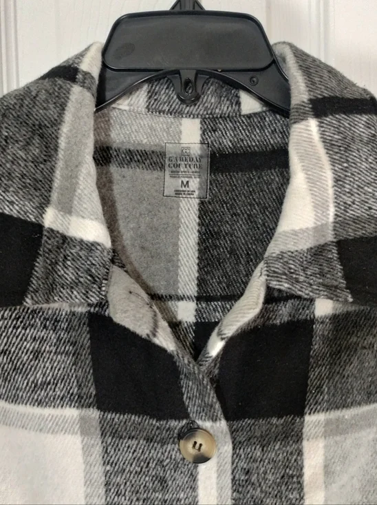 Gameday Couture Nebraska Huskers Plaid Black/White Shacket Jacket - Picture 7 of 15